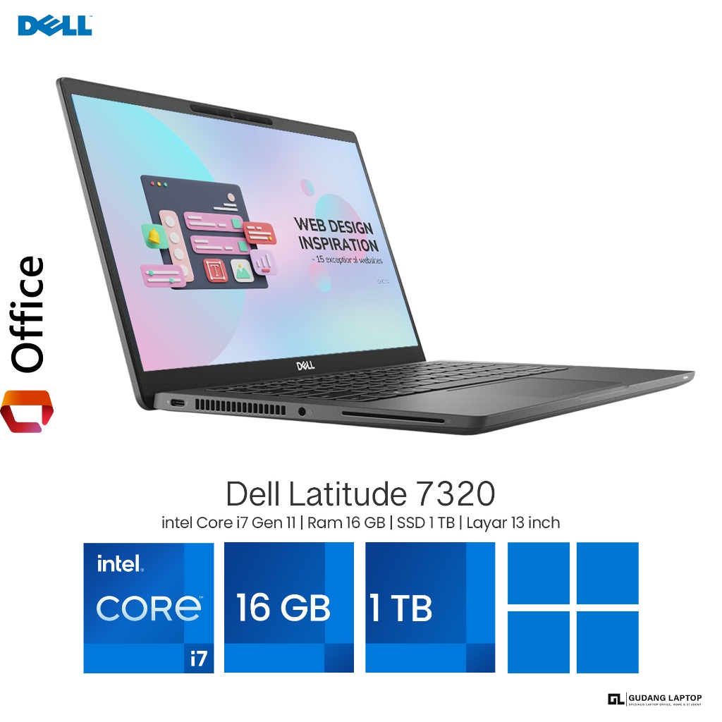 Laptop Dell Latitude 7320 Core i7 Gen 11 Ram 16 GB SSD 1 TB Layar 13 inch Full HD