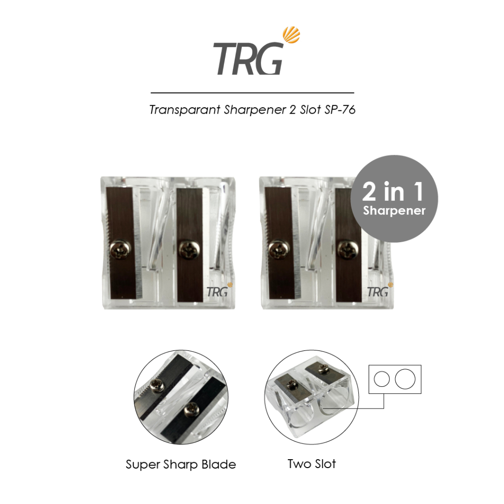 

TRG Transparant Pencil Sharpener 2 in 1 SP-76 - Serutan Rautan Pensil Tajam Bening Transparan 2 Lubang TRG