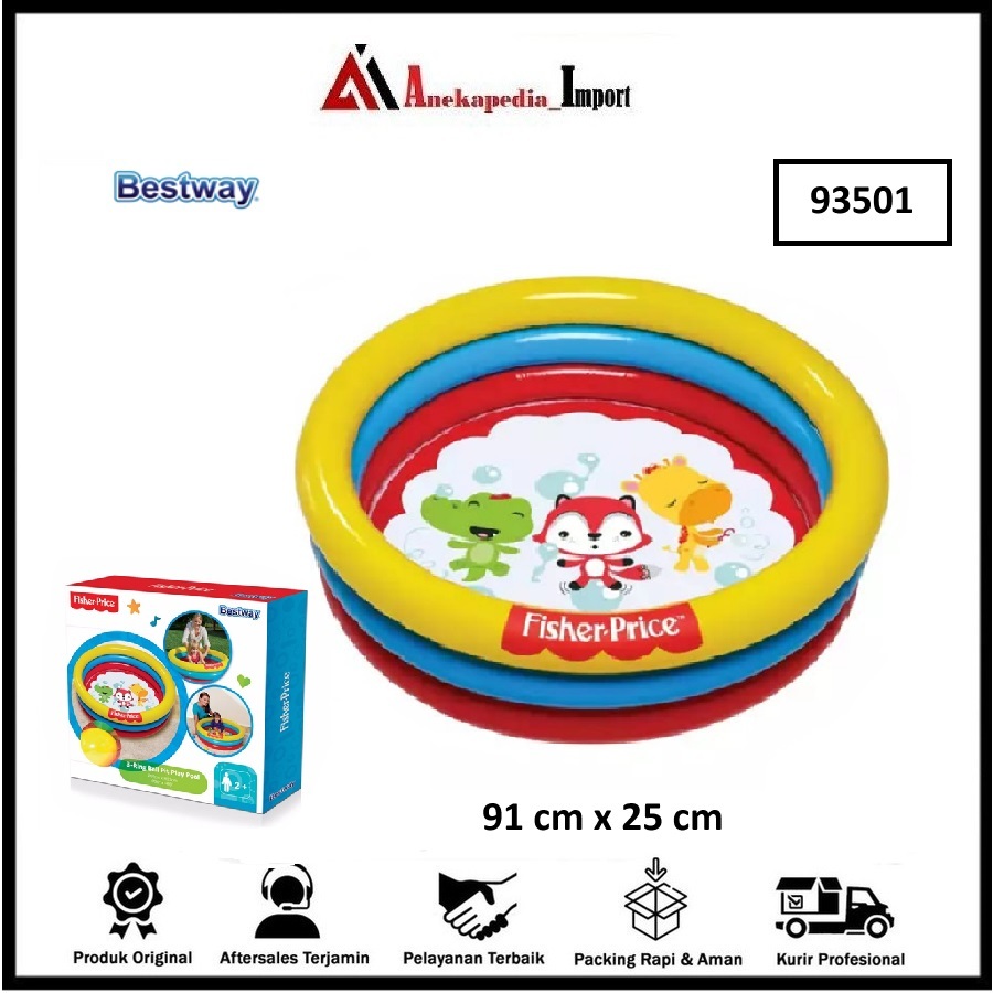 Bestway Kolam + Bola Renang Anak Pelangi - Tempat Bermain Bola - 93501 - Kolam Mandi Bola - Kolam An