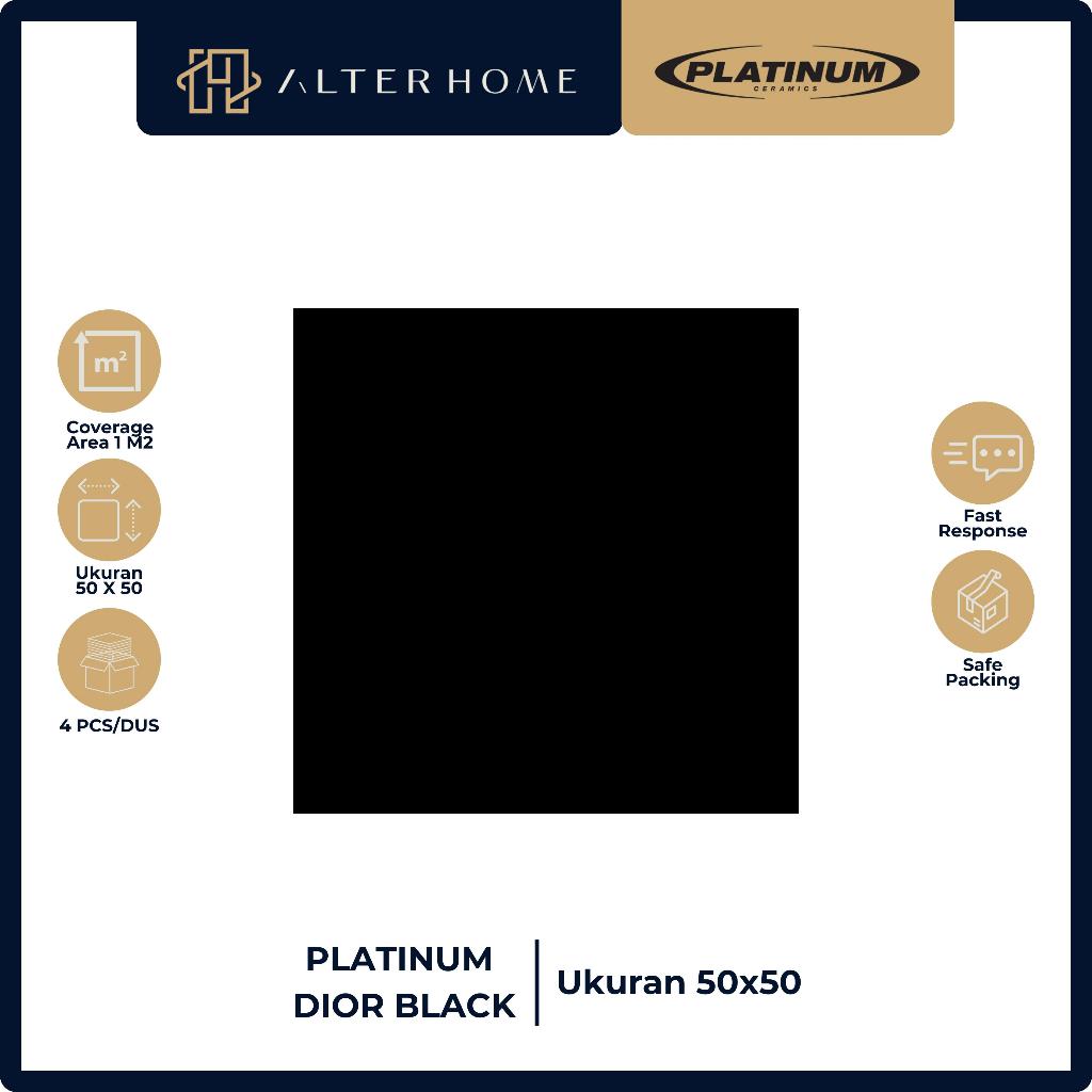 KERAMIK LANTAI RUANGAN / POLOS HITAM / PLATINUM DIOR BLACK / 50cm X 50cm