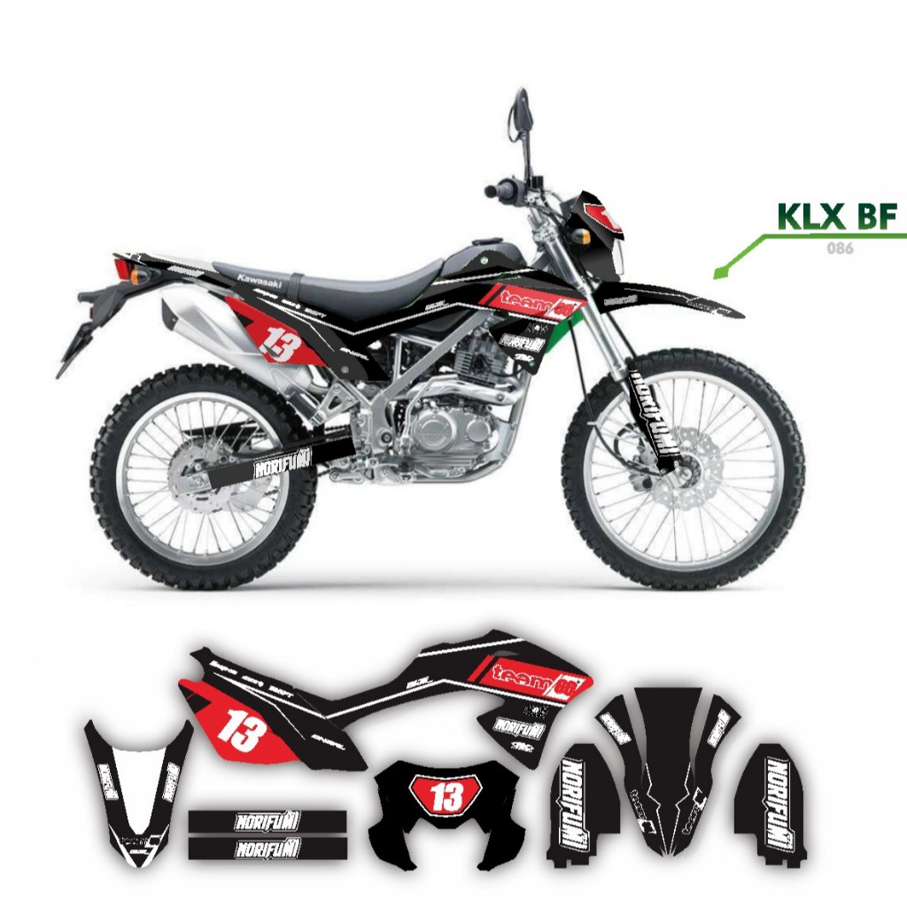 Decal Stiker klx bf Dekal Sticker Striping motif hitam merah  simple keren Custom Full Body klx bf D