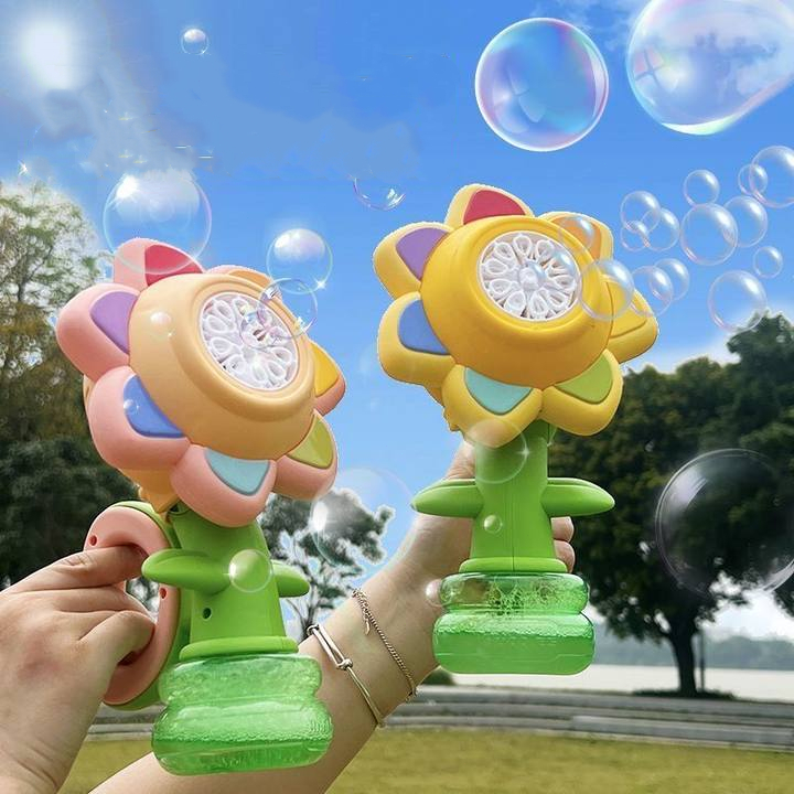 [ COD✅Ready ]Mainan Anak-anak Bubble Stick Senapan Mesin Gelembung Sabun Elektrik Bunga Matahari Tuj