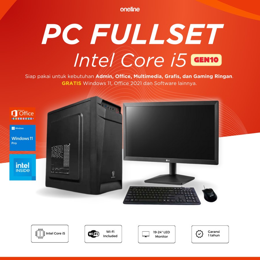 PC Rakitan Fullset | Intel Core i5 10400 | SSD | Monitor | Office PC