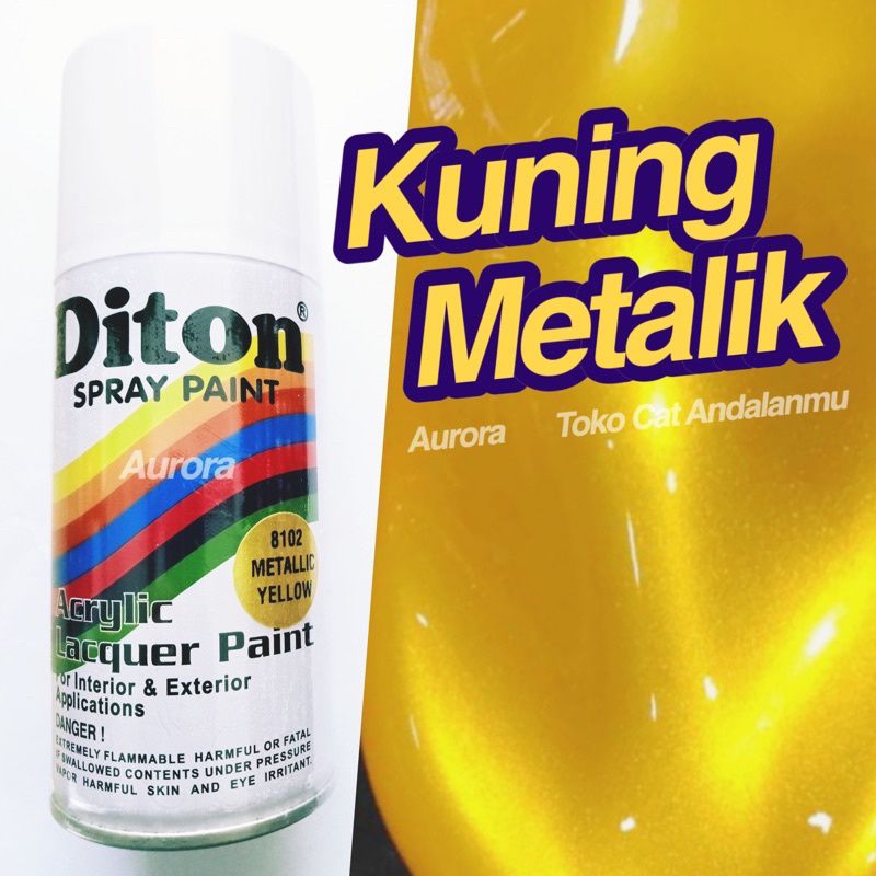 Pilok Diton Metallic Yellow 8102 Kuning Metalik 300ml | Cat Semprot Sepeda Motor Mobil