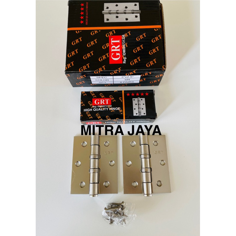 TERLARIS Grosir (12 set) Engsel pintu 3" inch 4" inch 5" inch/ Engsel jendela Kuning / Door hinge