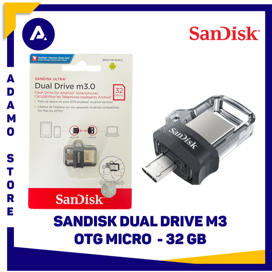 Flashdisk OTG Sandisk Ultra Dual Drive M3.0 USB to Micro USB 3.0 OTG Flash Drive
