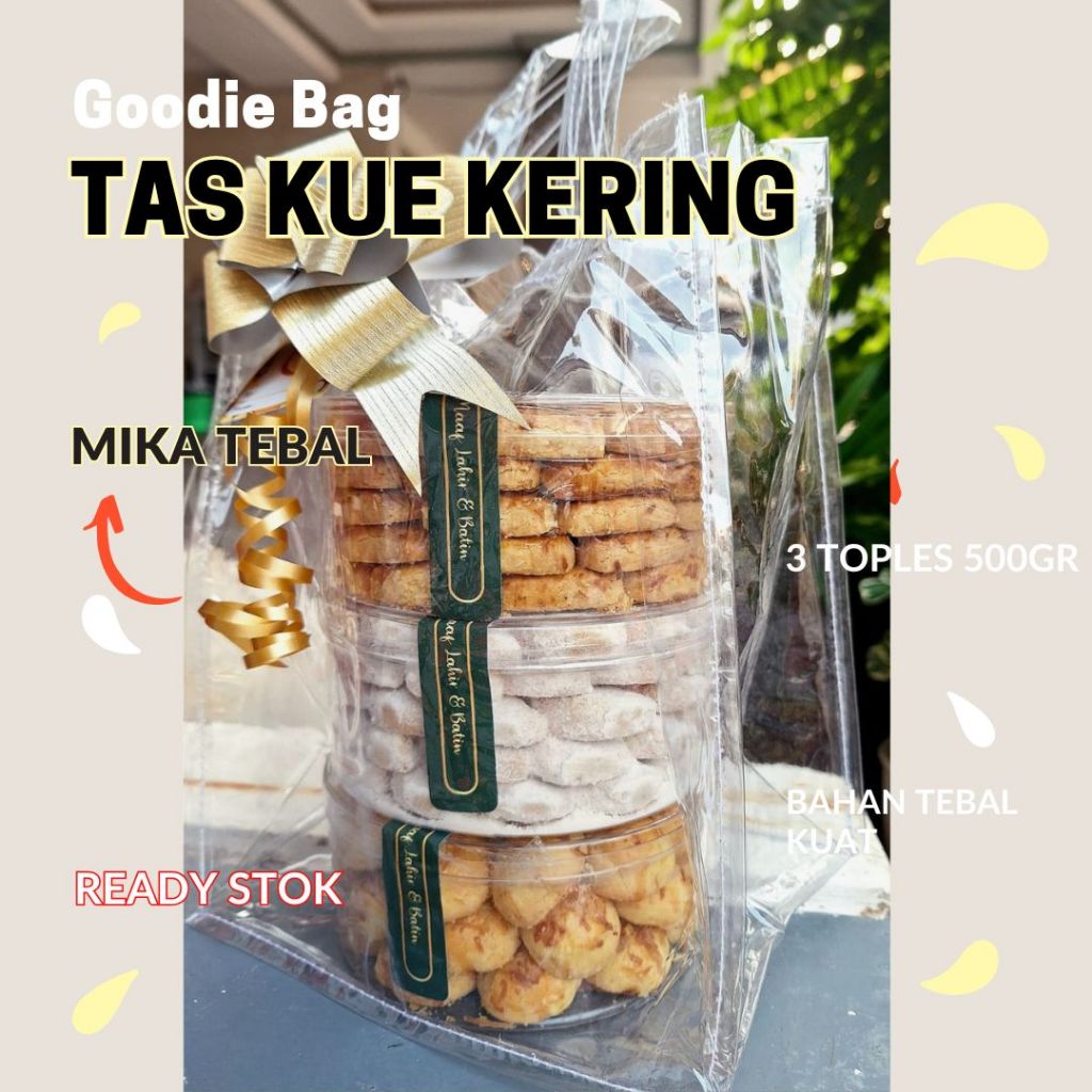

Goodie Bag Tas Kue Kering Mika Tebal 500 GRAM , Tas Mika toples 500gram 250gram