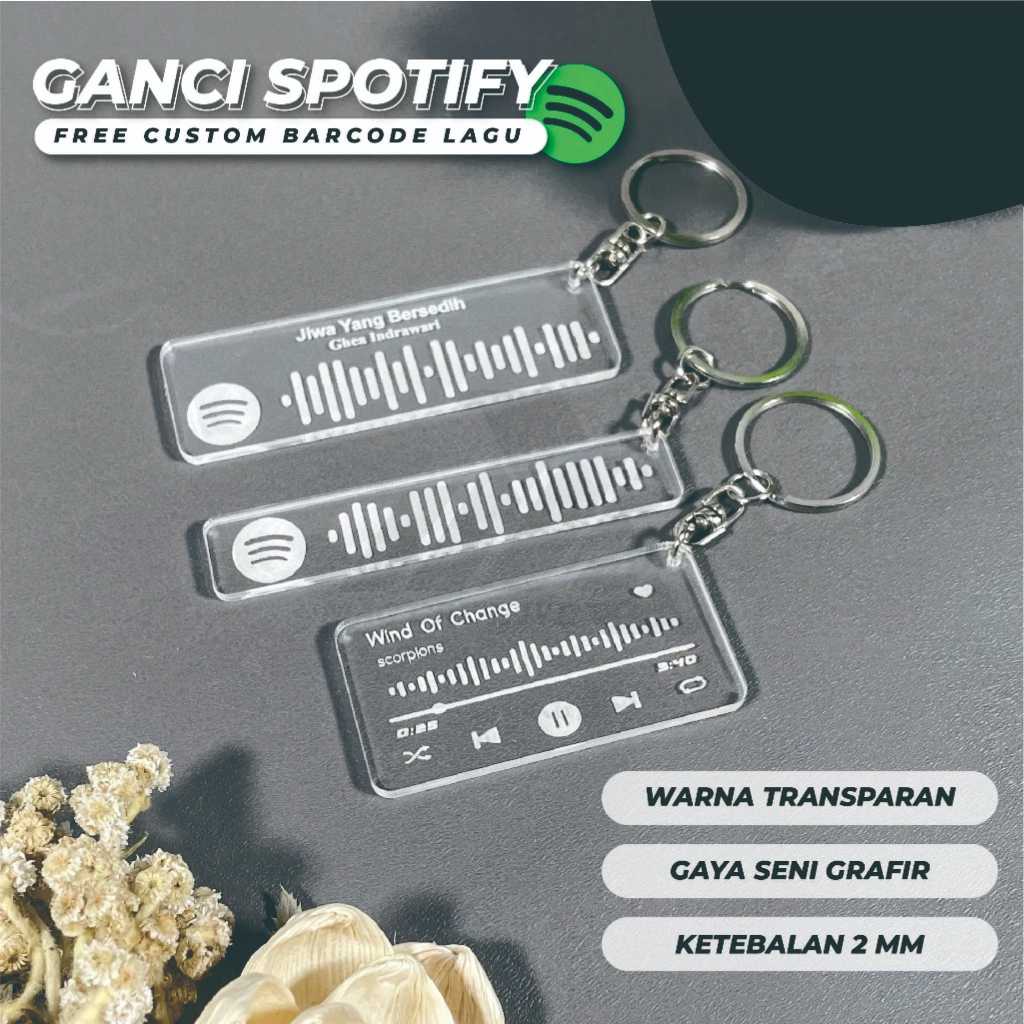 GANTUNGAN KUNCI SPOTIFY AKRILIK - GANTUNGAN KUNCI GANCI SPOTIFY CUSTOM LAGU & PLAYLIST SEHARI JADI