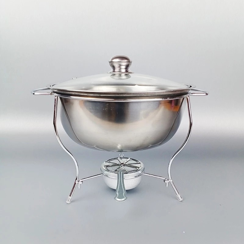 Panci Prasmanan Warmer Stove Tempat Wadah Lauk Sayur Makanan Tutup Kaca Panci Set Stainless Steel