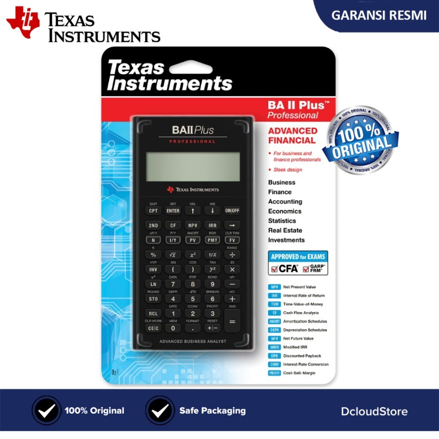 

Kalkulator Finance Akuntansi BA II Plus Professional Texas Instruments