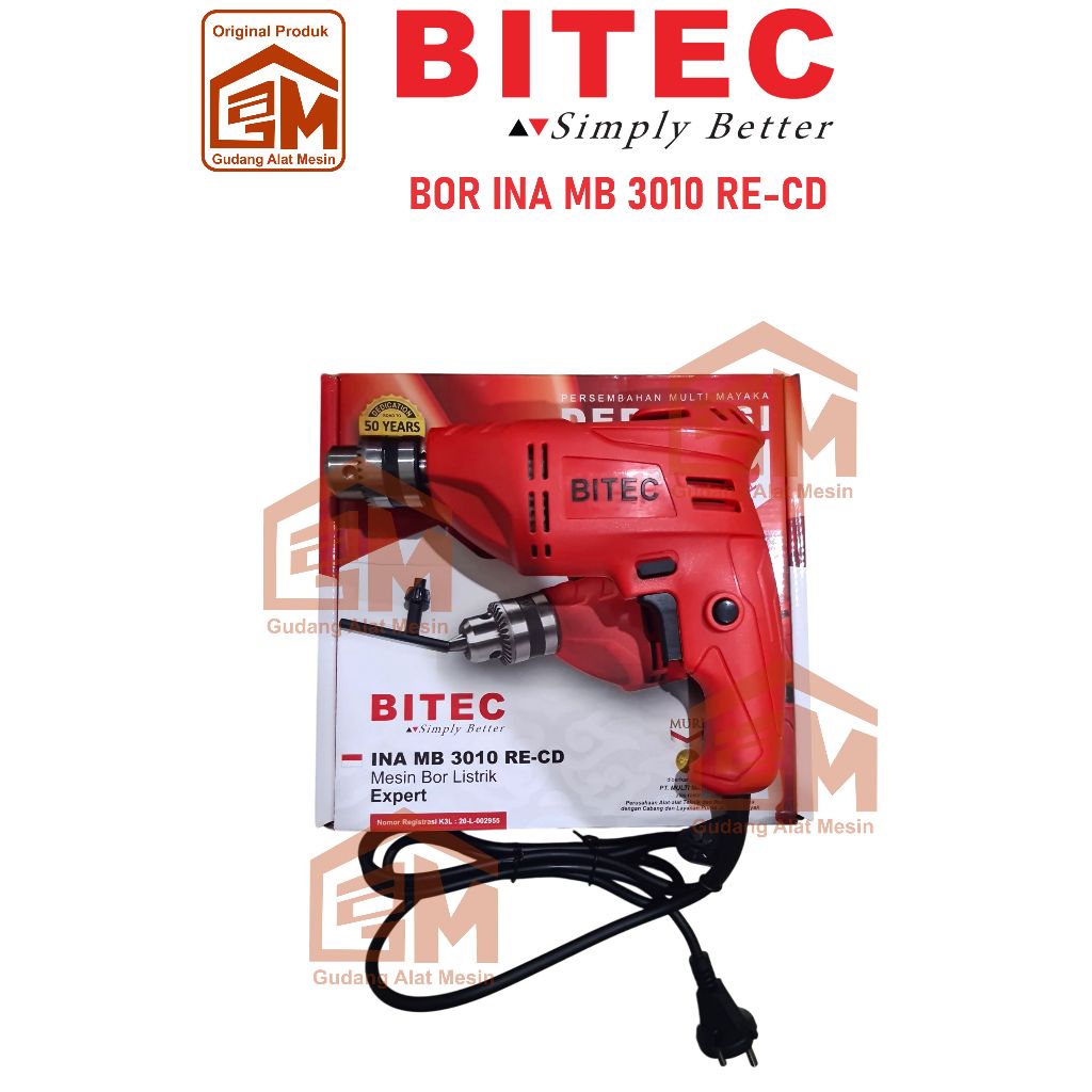 BOR TANGAN BITEC MB 3010 RE-CD, BOR LITRIK BITEC BM 3010 RE-CD, DRILL BITEC MB 3010 RE-CD