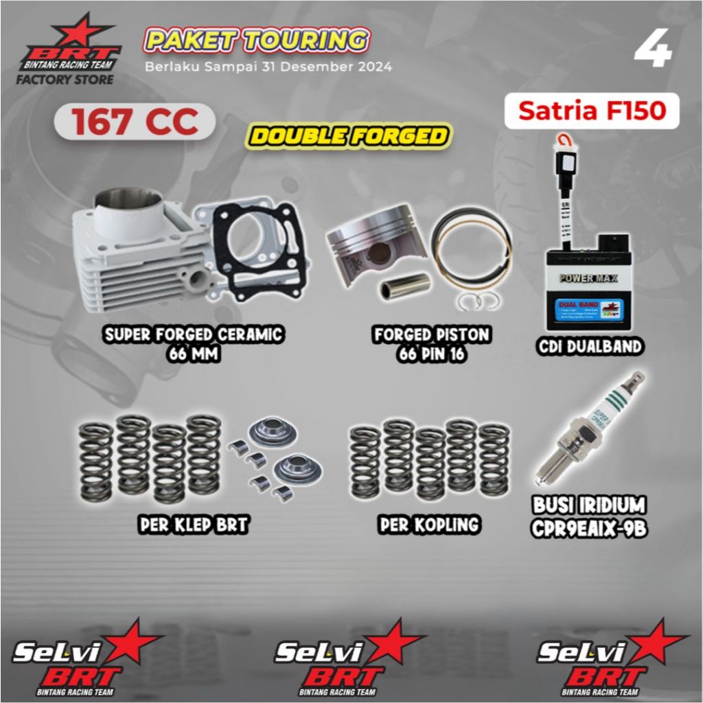 PAKET TOURING BOREUP BRT BLOK CERAMIC KERAMIK SET PISTON CDI POWERMAX PER KLEP PER KOPLING SATRIA FU