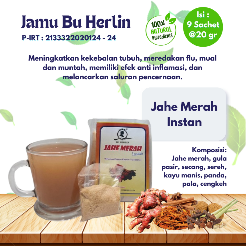 

Jahe Merah Instan Bu Herlin 180gr / Jamu Tradisional / Minuman Herbal