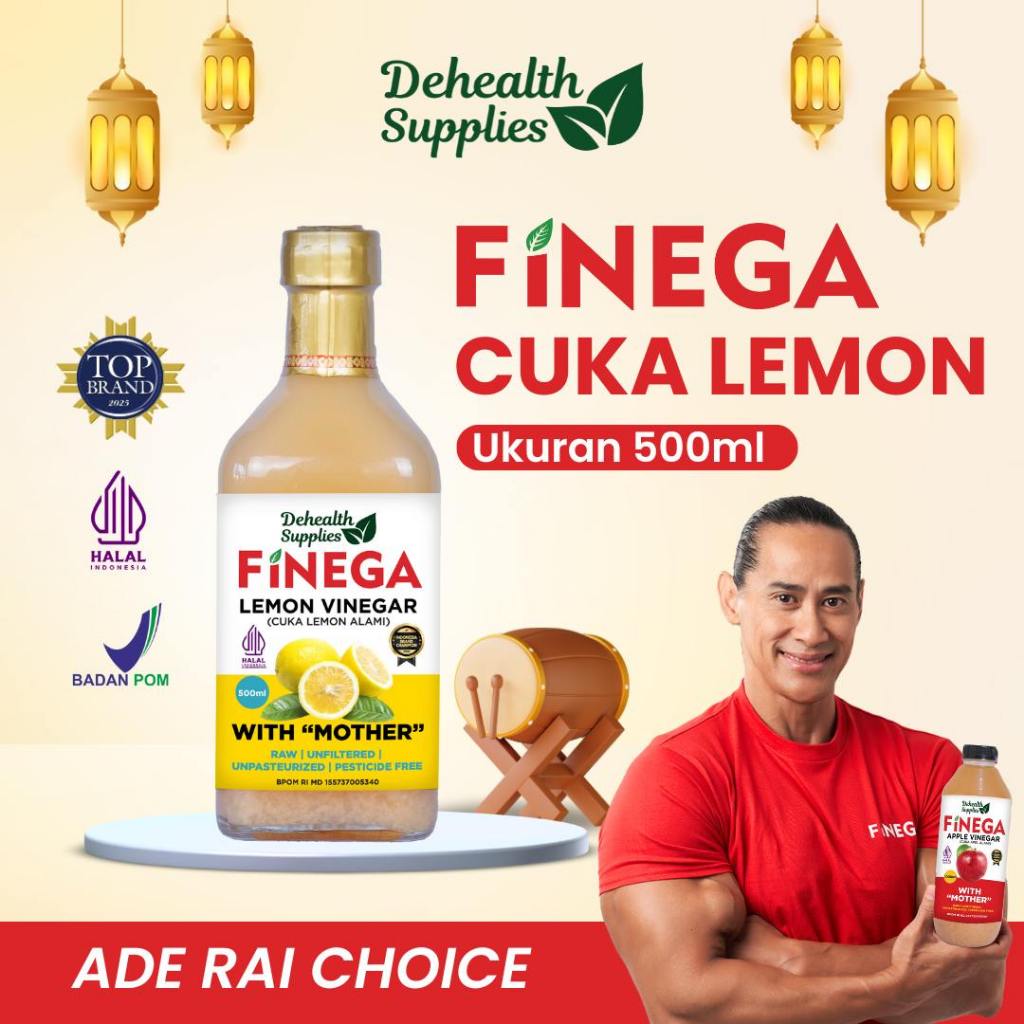 

Dehealth Supplies FINEGA CUKA LEMON 500ml (Botol Kaca)