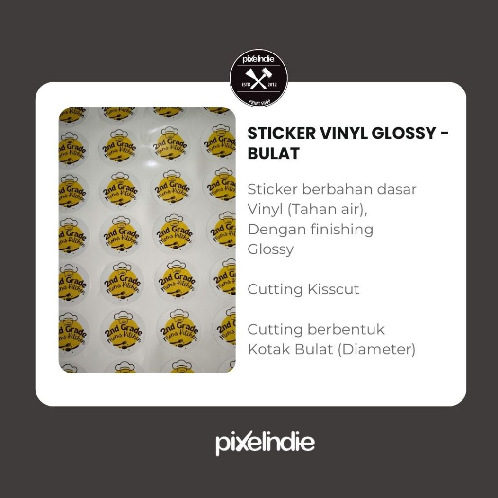 

Sticker Vynil Glossy Label Bulat atau Lingkaran Tahan Air