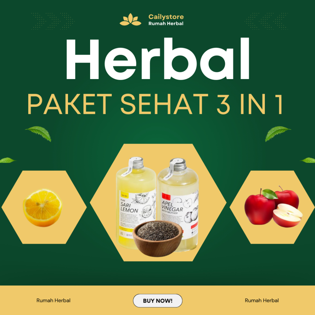 

Paket Sehat 3 In 1 Original Sari Lemon, Cuka apel & Chia Seed