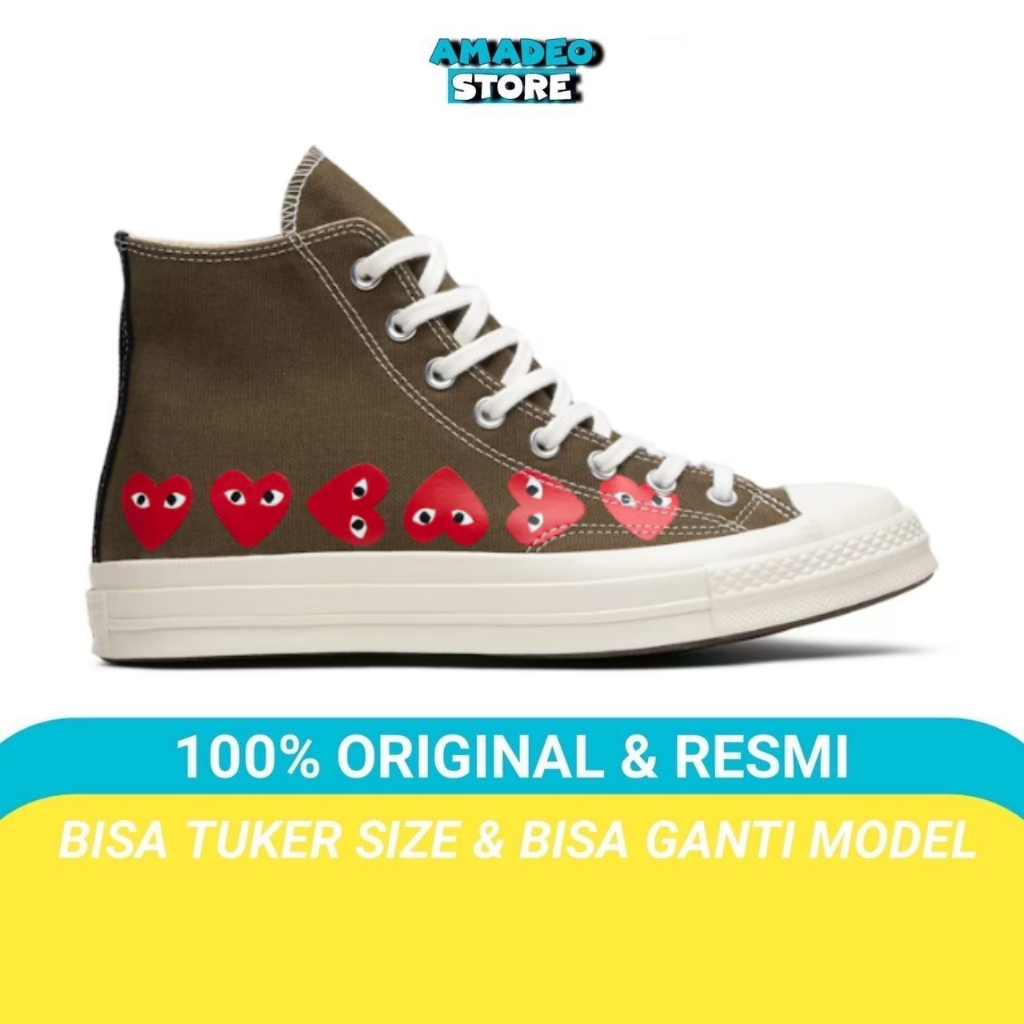 Sneakers Converse Cdg Hi Multi Heart Olive Unisex