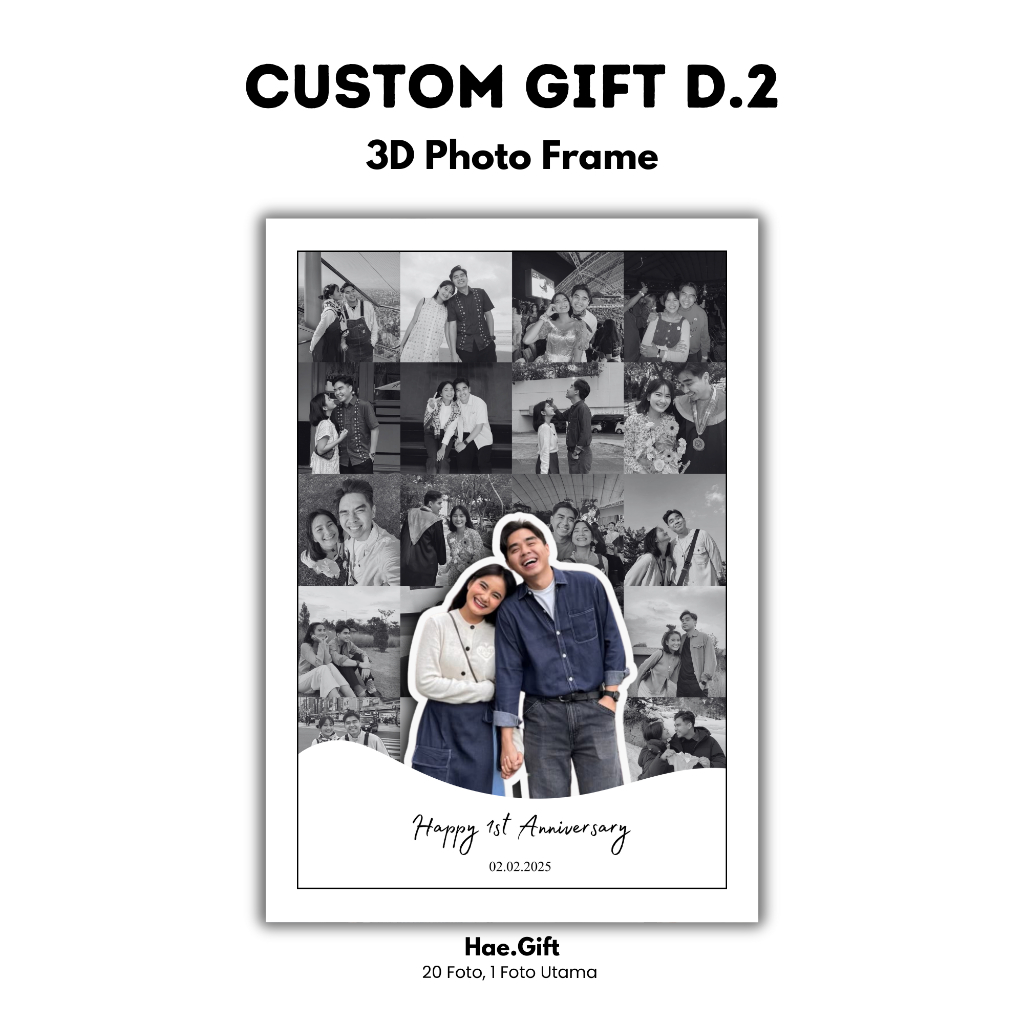 Hae.Gift Custom Gift D.2 3D Frame| Kado Ulang Tahun| Kado Anniversary| Kado Wisuda| Kado Pernikahan
