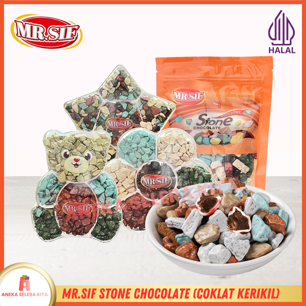 

MR.SIF Stone Chocolate / Coklat Krikil Berbentuk Batu Kerikil Dengan Aneka Kemasan - Halal