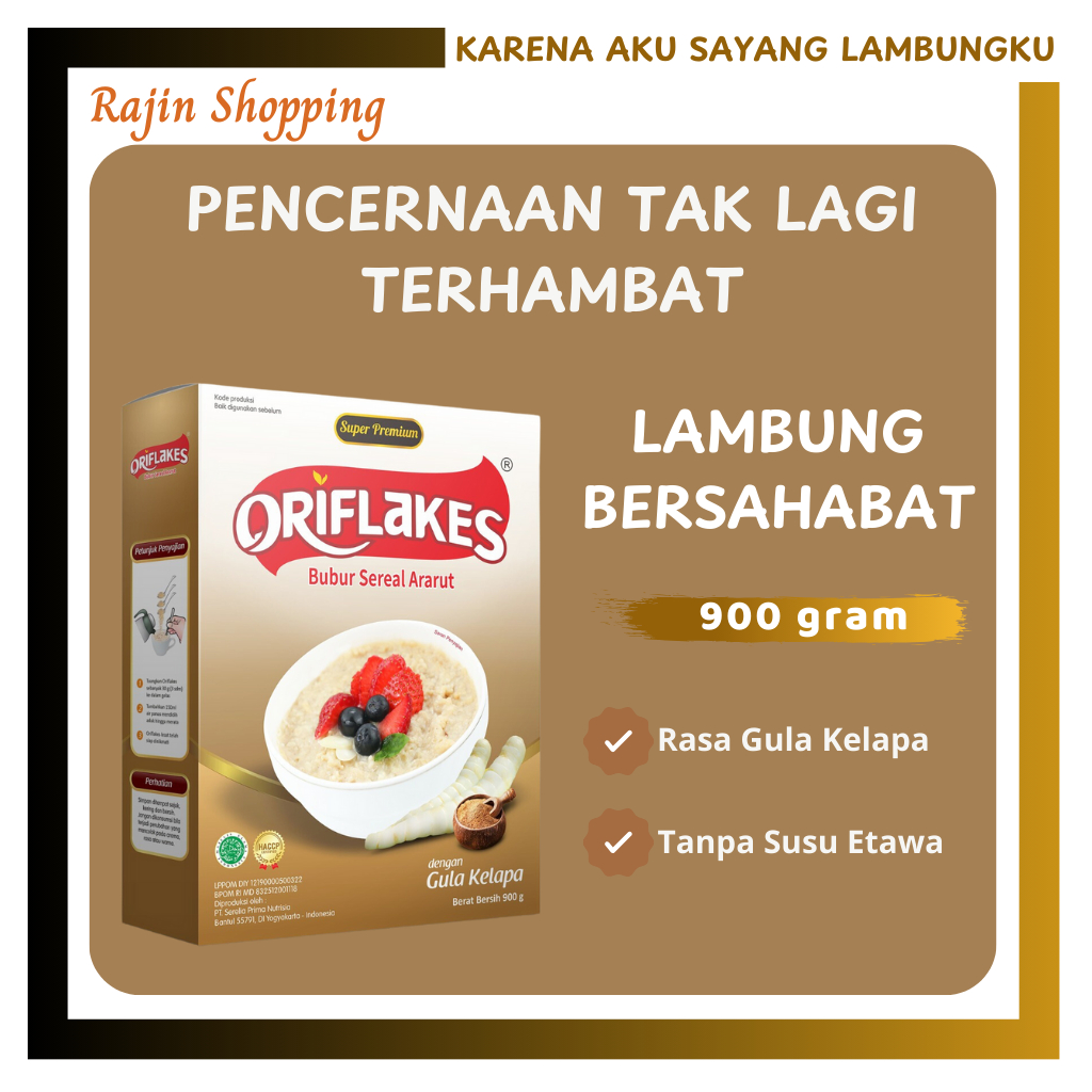 

ORIFLAKES ORIGINAL 900 gram sereal umbi garut asam lambung maag gerd