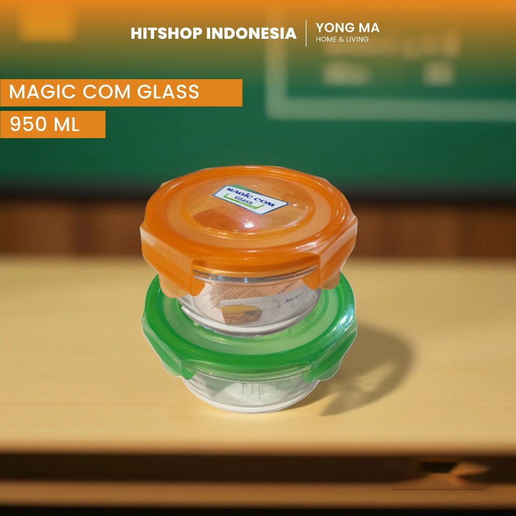 Yong Ma - Magic Com Glass - Tempat/Kotak Makanan Kaca 950 ml