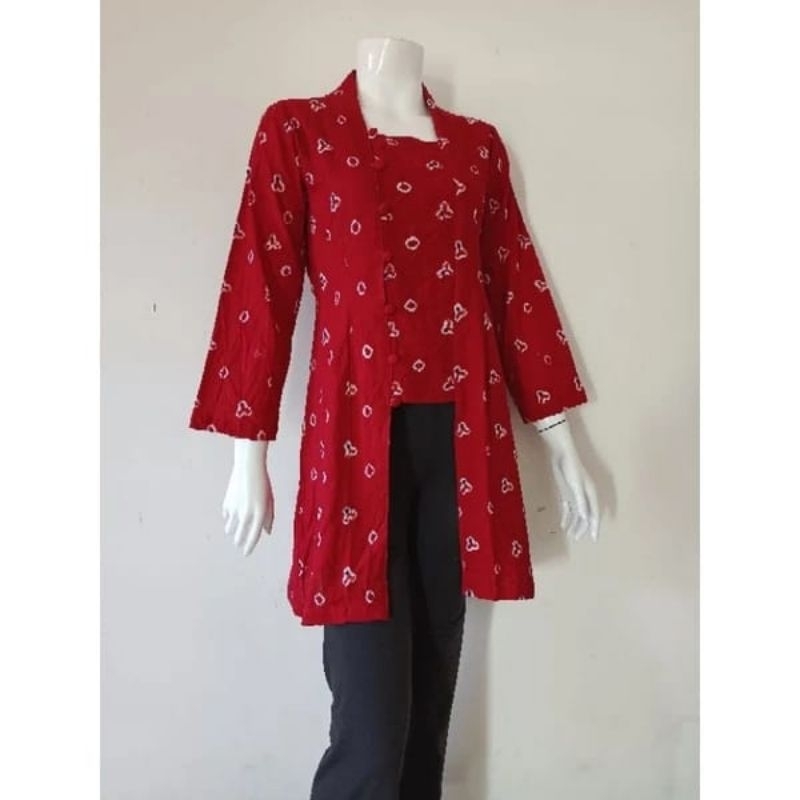 SIMI - SEMBILU Tunik Kebaya Kutu Baru panjang jumputan Handmade Ukuran S M L XL XXL XXXL 4L 5L 6L 7L