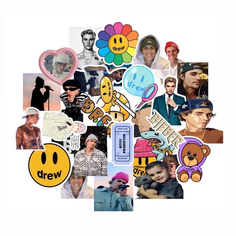 

Justin Bieber Sticker Packs 25+ Pcs Anti Air Bahan Vinyl | Stiker Handphone / Ipad | Stiker Helm | Stiker Buku | Stiker Laptop