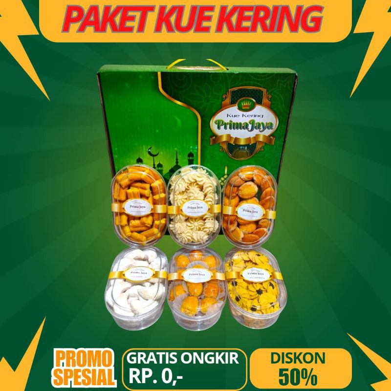 

paket kue kering prima jaya oval isi 6 toples hamper lebaran