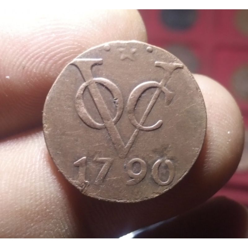 Koin VOC  Duit Utrecht 1790 Star Between Dots