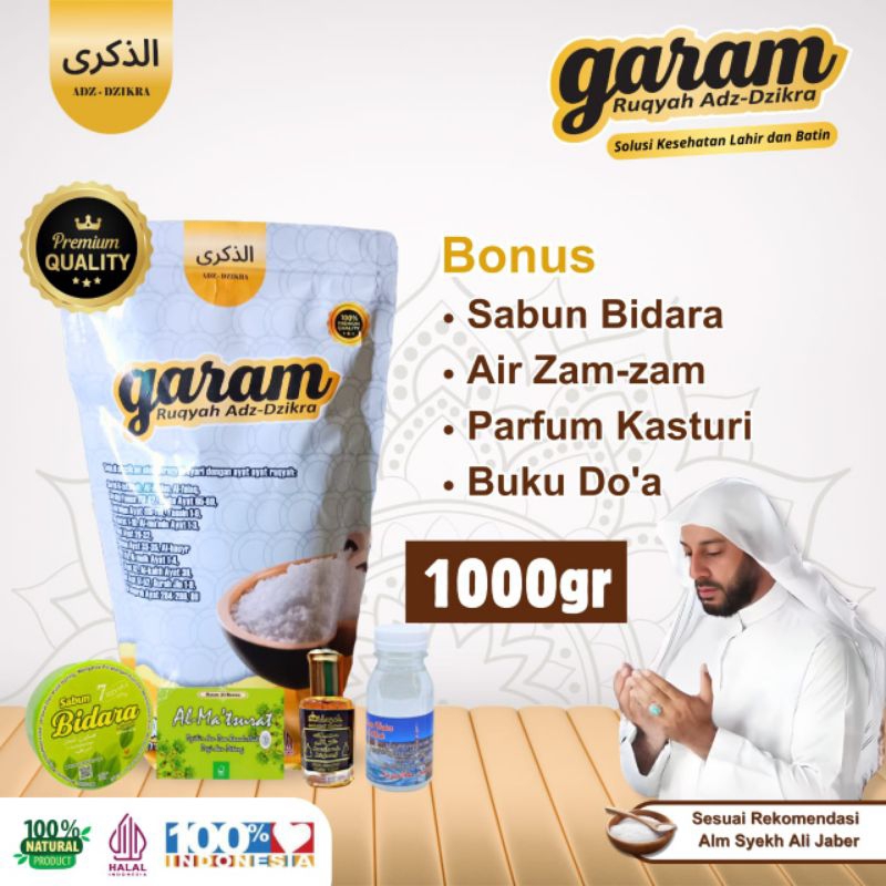 

GARAM RUQYAH ADZ-DZIKRA 100% ORIGINAL BONUS SABUN BIDARA MINYAK KASTURI AIR ZAMZAM BUKU DOA