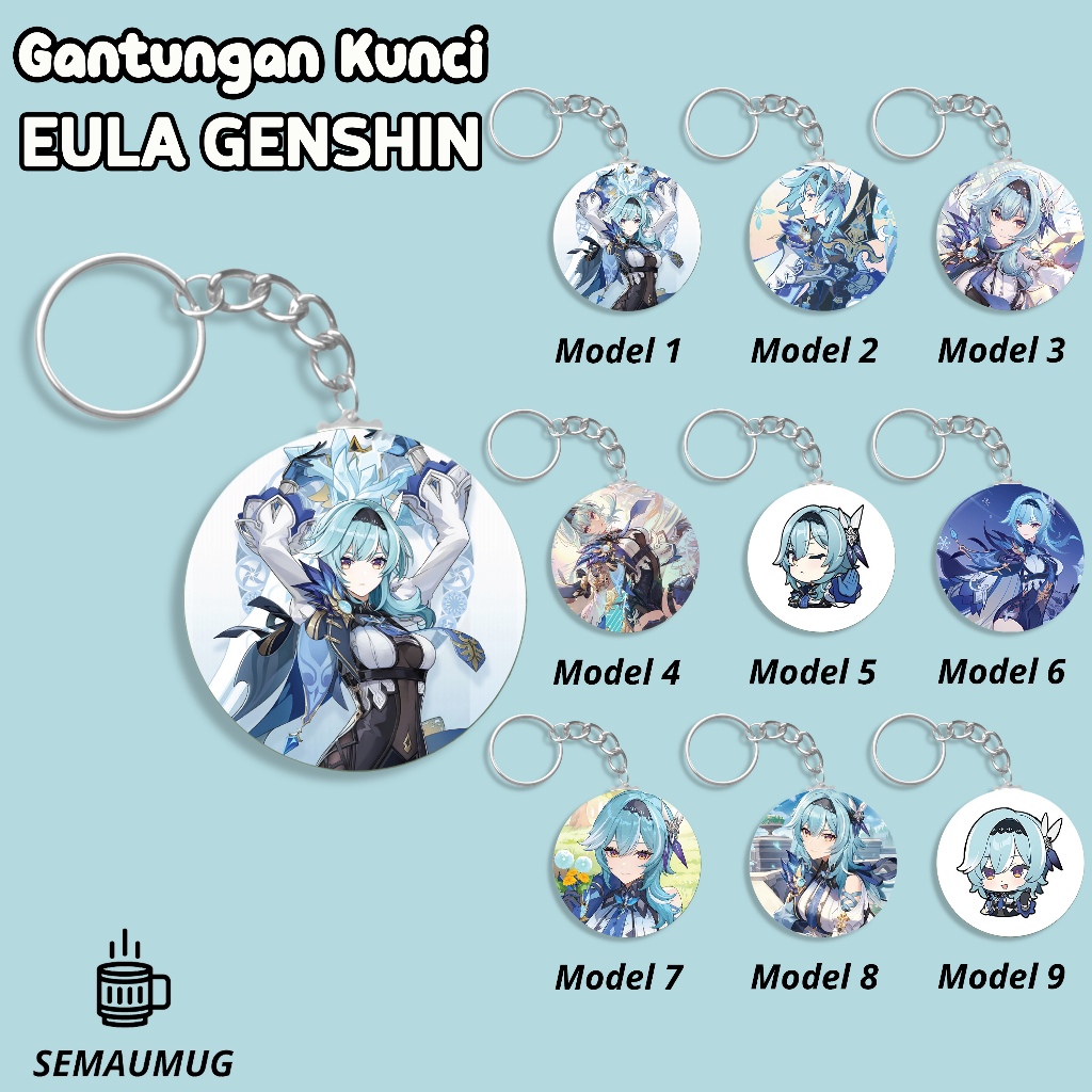 GANTUNGAN KUNCI EULA GENSHIN KADO GANCI BULAT ANIME LUCU PRINT CUSTOM SEMAUMUG