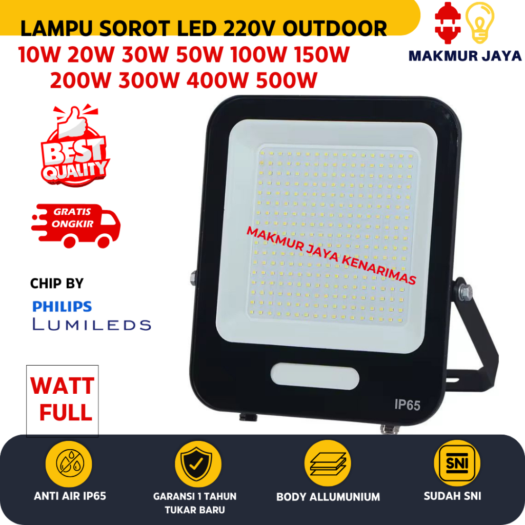 LAMPU SOROT LED SMD 150W 200W 300W 400W 500W IP66 WATERPROOF OUTDOOR CHIP LUMILEDS LAMPU TEMBAK LED 