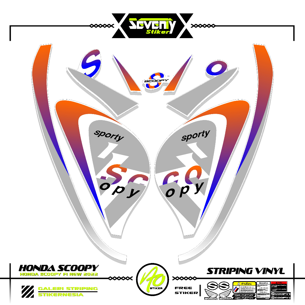 STRIPING HONDA SCOOPY FI TAHUN 2021-2022 MOTIF 6 STIKER SCOOPY Fi SPORTY PRESTIGE STYLISH LIS ORI