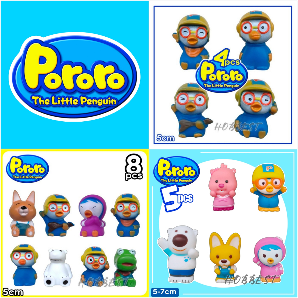 Topper Kue PORORO set isi 8 pcs - Hiasan Cake Karet Action Figure Miniatur Pajangan Dekorasi Mainan
