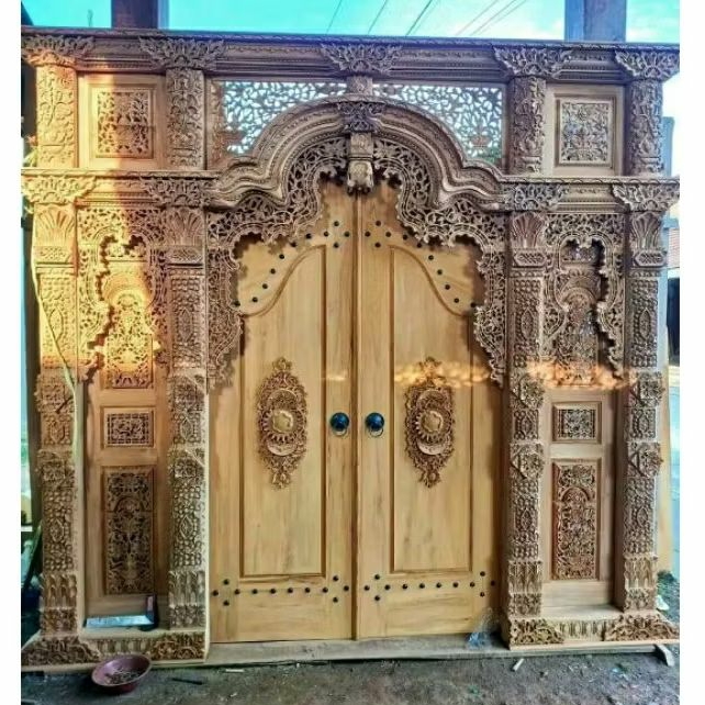 pintu gebyok jawa/pintu rumah klasik modern kayu jati ukir Jepara