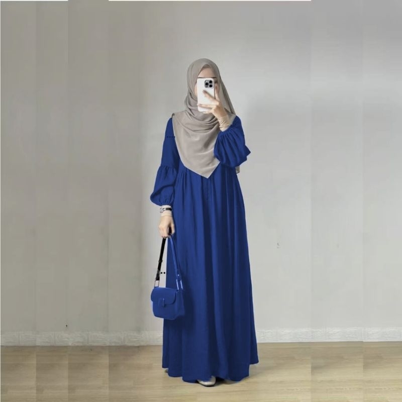 New Product Gamis Abaya Naura Lengan Balon Gamis Dress Remaja/Busui Gamis Lebaran/Kondangan Kekinian
