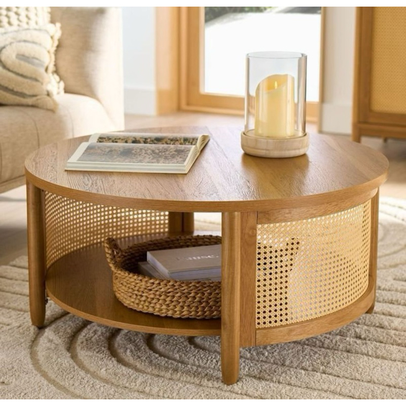 Meja Tamu Kayu Jati Ruang Tamu / Meja Bulat Kayu / Meja Bulat Rotan Ruang Tamu Kayu Jati