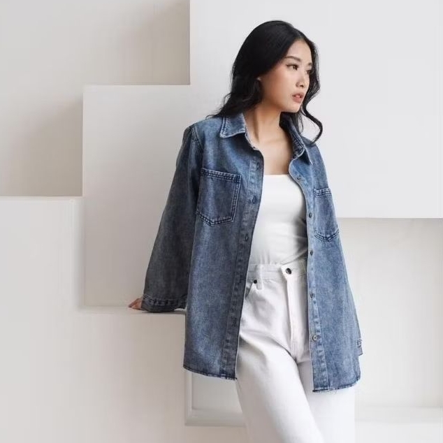 PAULIN DENIM SHIRT - KEMEJA DENIM - KEMEJA JEANS - KEMEJA DENIM OVERSIZE - KEMEJA JEANS OVERSIZE