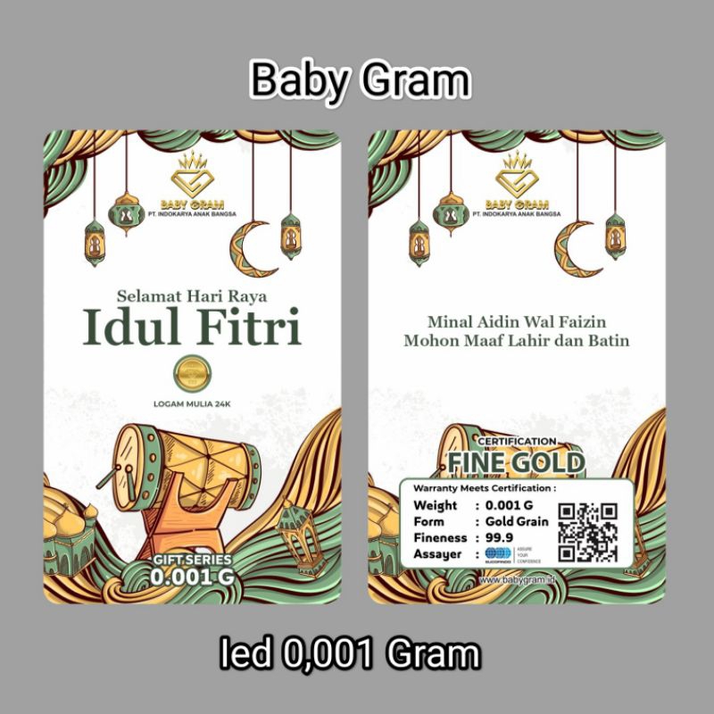 Baby Gram Idul Fitri Bedug 0,001 0.001 Gram Emas Mini Gold Logam Mulia 24 Karat