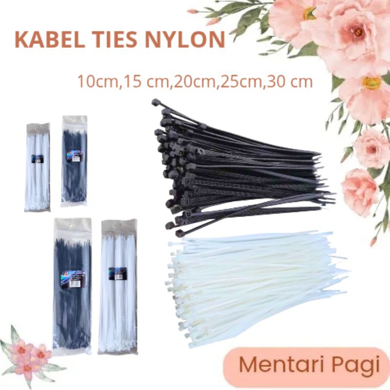 

100pcs KABEL TIES NYLON CABLE HITAM PUTIH 10cm 15cm 20cm 25cm 30cm