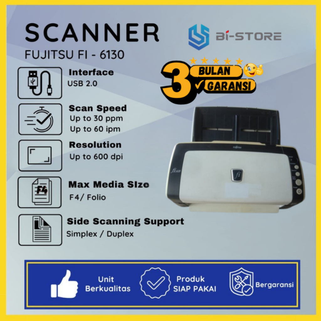 Scanner Fujitsu FI-6130 Support Scan Ukuran Folio F4 Legal