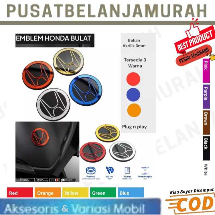 Emblem HONDA BULAT logo H Bulat Motor HONDA BEAT 3 CM /EMBLEM LOGO HONDA TIMBUL BULAT 3D
