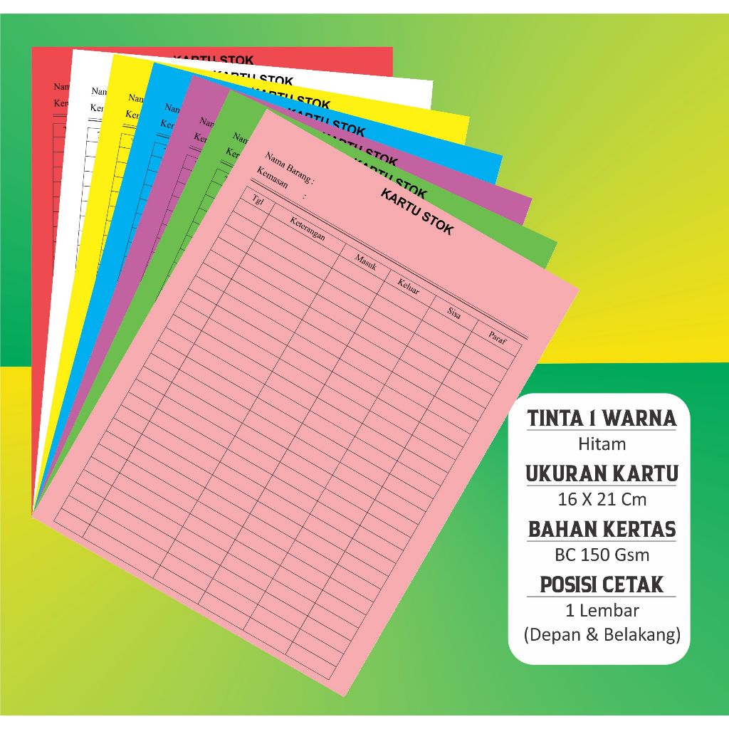 

Kartu Stok Custom Ukuran 1/2 (A5)