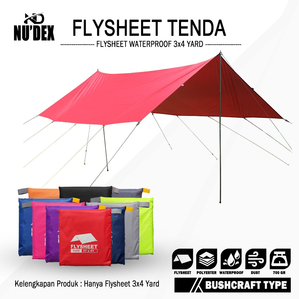 flysheet tenda 3x4 waterproof pelindung tenda flysheet outdoor size 3x4 coating silver anti sinar uv