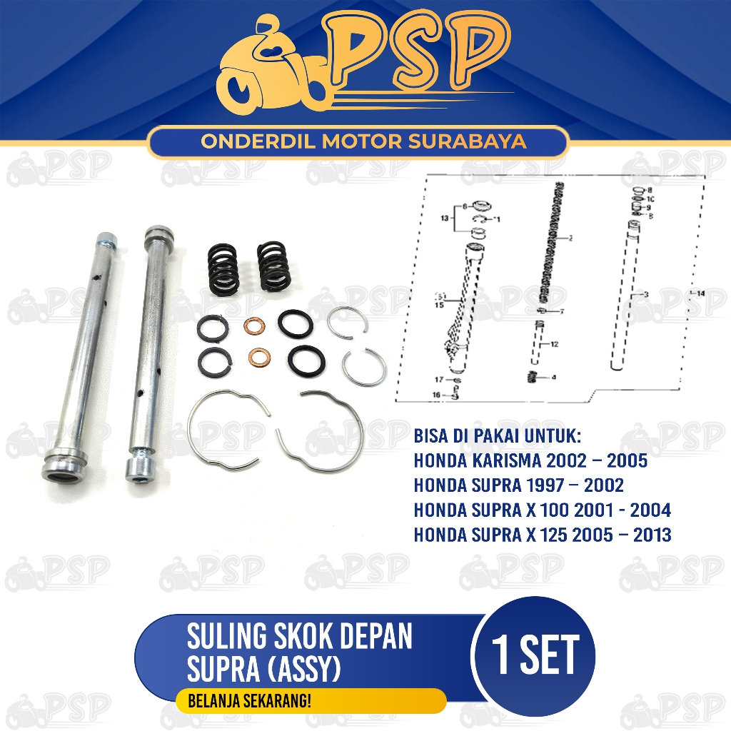 Suling Skok Depan Assy Supra - Sulingan As Shok Shockbreaker Honda Karisma Kirana Supra X 125