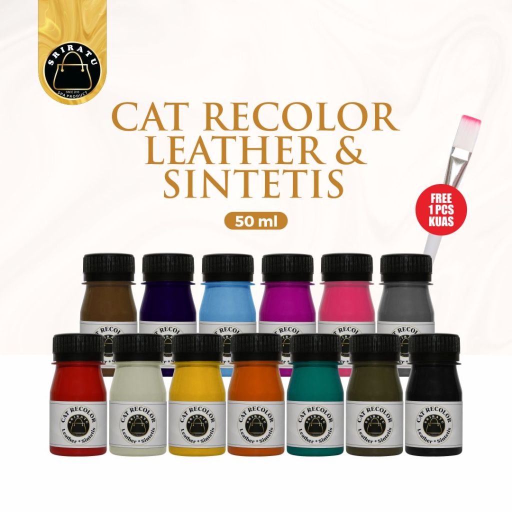 Sriratu Cat Recolor For Leather - 50ml - Cat Repaint Tas Kulit dan Sintetis - Leather Paint