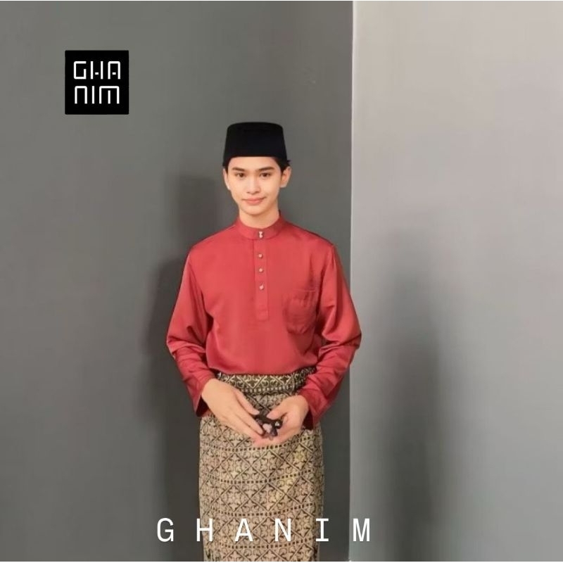 Ghanim Setelan Baju Celana Melayu Pria Teluk Belanga Cekak Musang Koko Adat Melayu Malaysia Riau