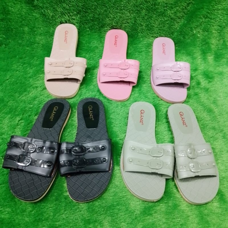 Sandal Slop Wanita Karet Glanz/Sandalo Slop Cewek/Sandal Empuk Karet Glanz