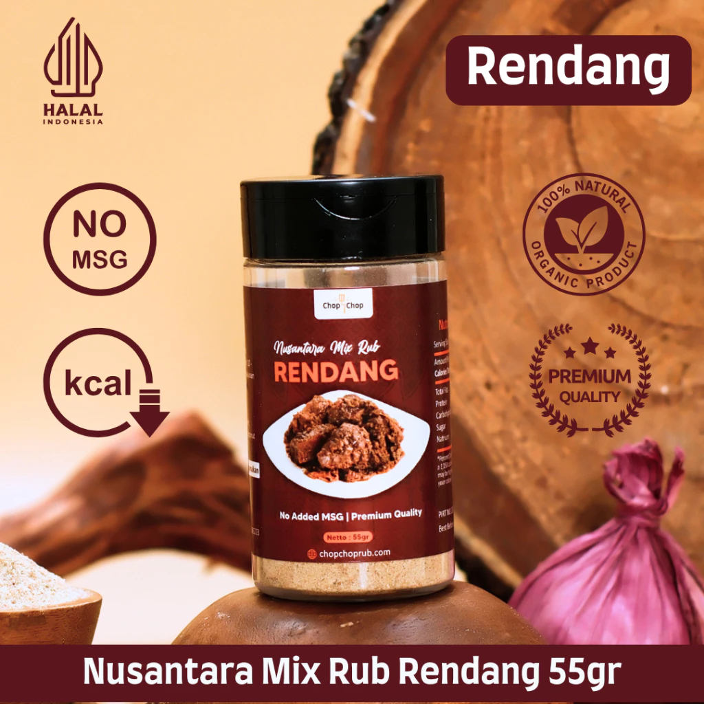 

SPkebab X Chopchop Nusantara Mix Rub Rendang 55gr Bumbu Serbaguna No Msg Untuk Diet, Bekal Anak, Bekal Suami