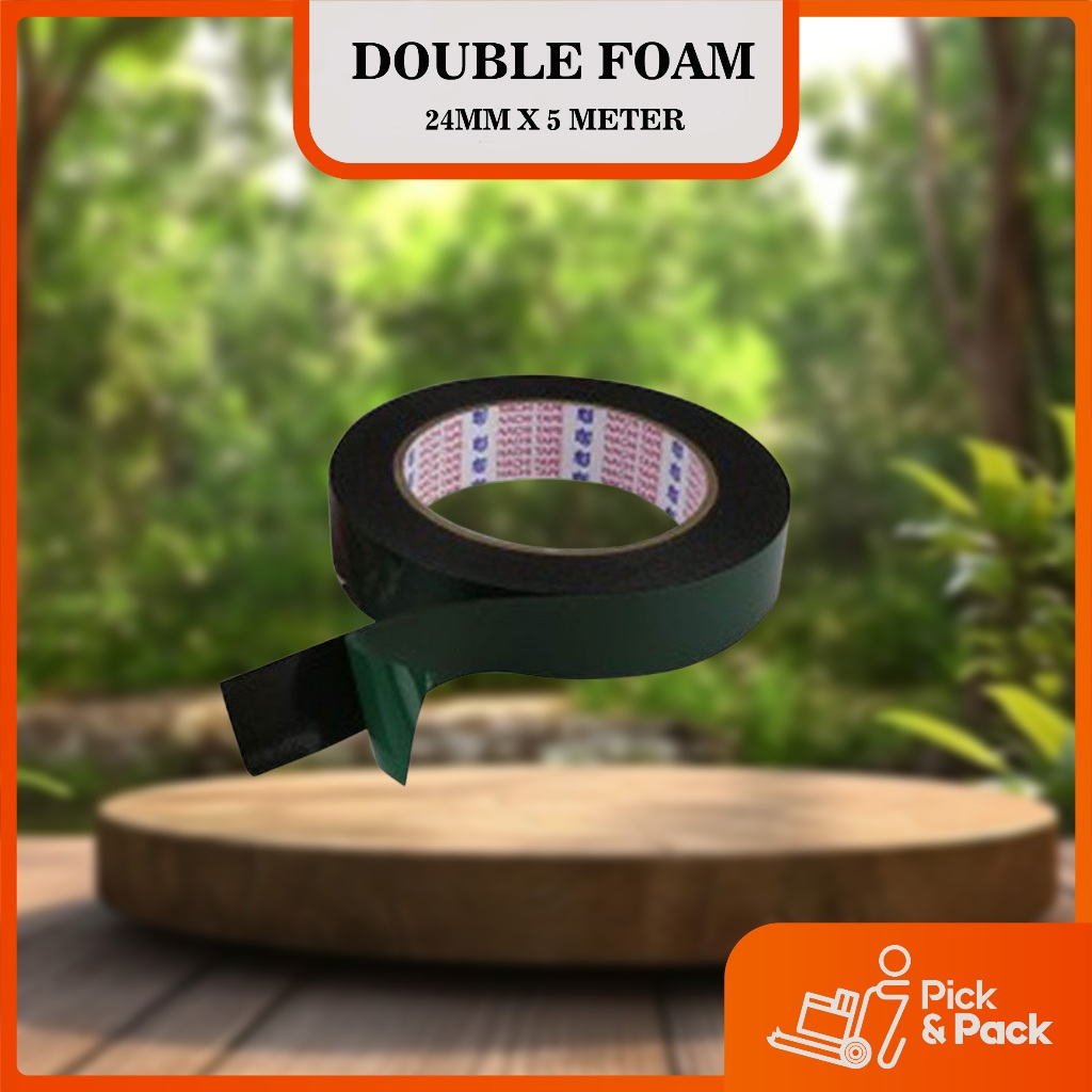 Pick & Pack Double Foam 24MM x 5 Meter / DOUBLE TAPE 24MM X 5 METER HIJAU 1 INCH SEVEN STAR